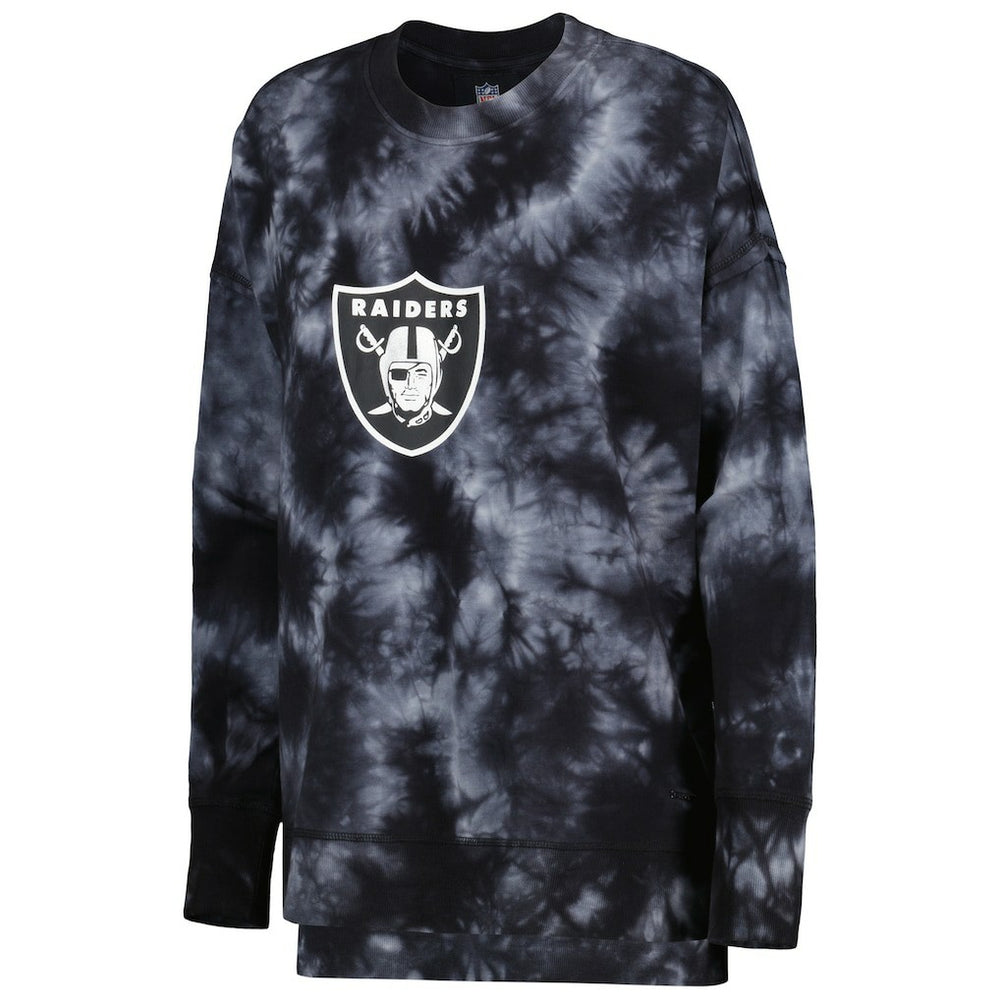 Las Vegas Raiders MSX by Michael Strahan Women's Bailey Tie-Dye Pullover Sweatshirt - Black Pullover