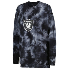 Las Vegas Raiders MSX by Michael Strahan Women's Bailey Tie-Dye Pullover Sweatshirt - Black Pullover