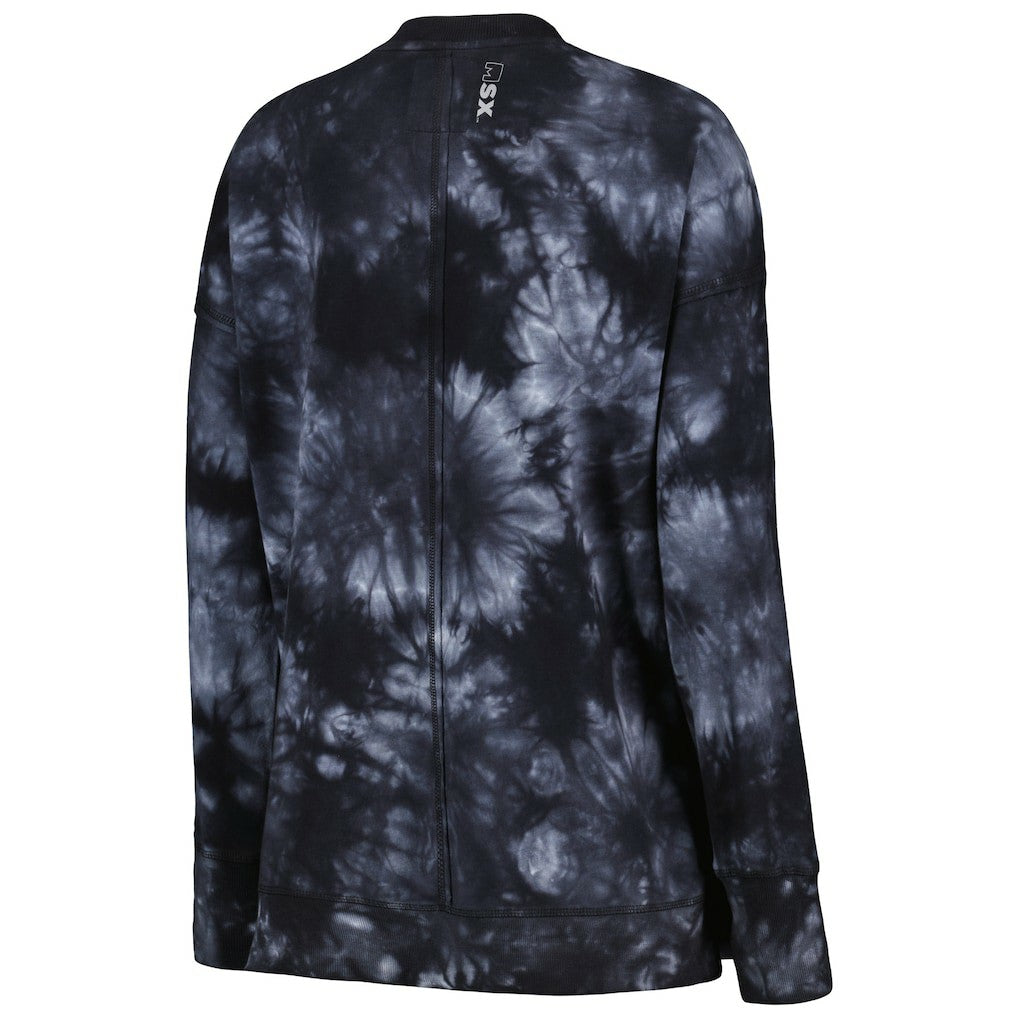 Las Vegas Raiders MSX by Michael Strahan Women's Bailey Tie-Dye Pullover Sweatshirt - Black Pullover