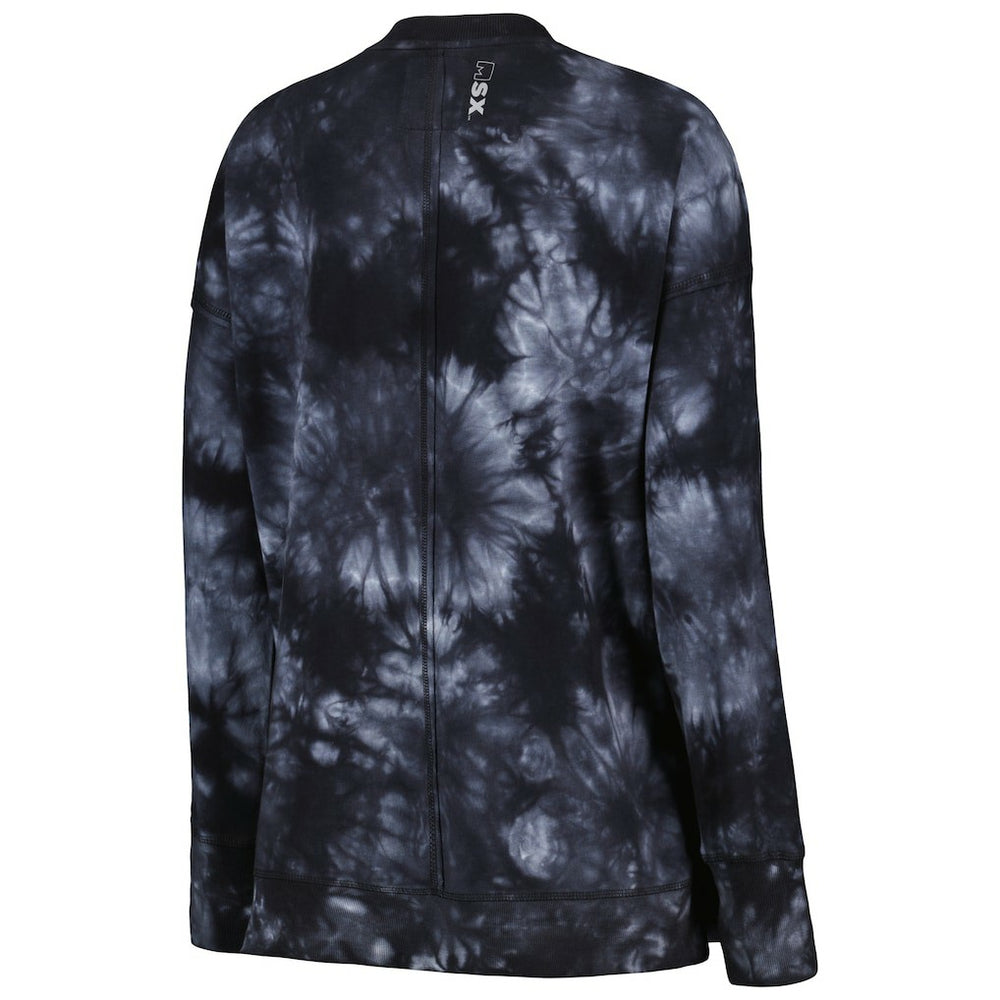 Las Vegas Raiders MSX by Michael Strahan Women's Bailey Tie-Dye Pullover Sweatshirt - Black Pullover