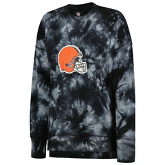 Cleveland Browns MSX by Michael Strahan Women's Bailey Tie-Dye Tri-Blend Pullover Sweatshirt - Black Pullover