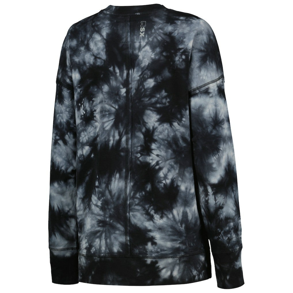 Cleveland Browns MSX by Michael Strahan Women's Bailey Tie-Dye Tri-Blend Pullover Sweatshirt - Black Pullover