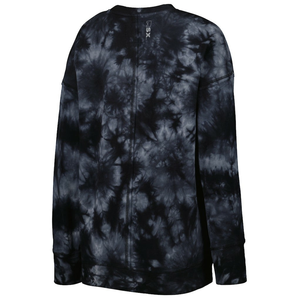 New Orleans Saints MSX by Michael Strahan Women's Bailey Tie-Dye Tri-Blend Pullover Sweatshirt - Black Pullover
