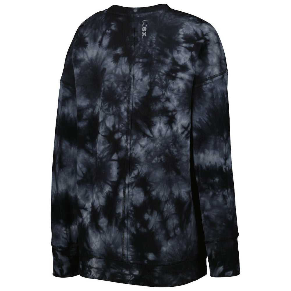 New Orleans Saints MSX by Michael Strahan Women's Bailey Tie-Dye Tri-Blend Pullover Sweatshirt - Black Pullover