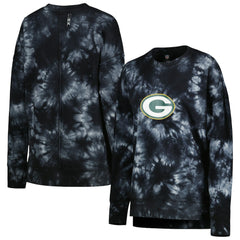 Green Bay Packers MSX by Michael Strahan Women's Bailey Tie-Dye Tri-Blend Pullover Sweatshirt - Black Pullover