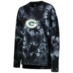 Green Bay Packers MSX by Michael Strahan Women's Bailey Tie-Dye Tri-Blend Pullover Sweatshirt - Black Pullover