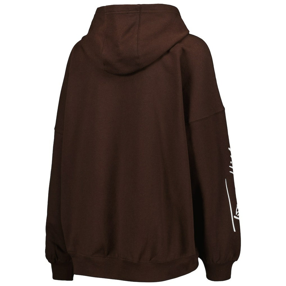 Cleveland Browns Tommy Hilfiger Women's Becca Drop Shoulder Pullover Hoodie - Brown Hoodies
