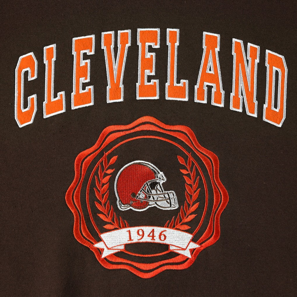Cleveland Browns Tommy Hilfiger Women's Becca Drop Shoulder Pullover Hoodie - Brown Hoodies