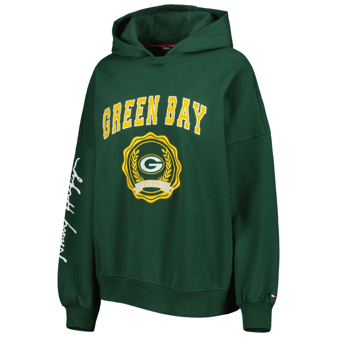 Green Bay Packers Tommy Hilfiger Women's Becca Drop Shoulder Pullover Hoodie - Green Hoodies
