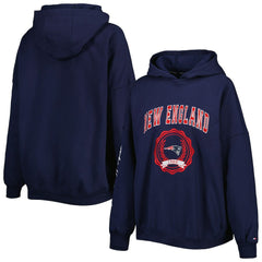 New England Patriots Tommy Hilfiger Women's Becca Drop Shoulder Pullover Hoodie - Navy Hoodies