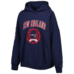 New England Patriots Tommy Hilfiger Women's Becca Drop Shoulder Pullover Hoodie - Navy Hoodies