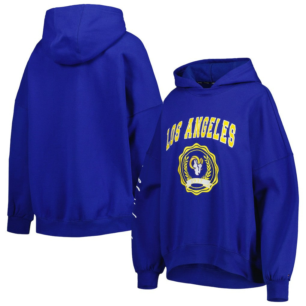 Los Angeles Rams Tommy Hilfiger Women's Becca Drop Shoulder Pullover Hoodie - Royal Hoodies