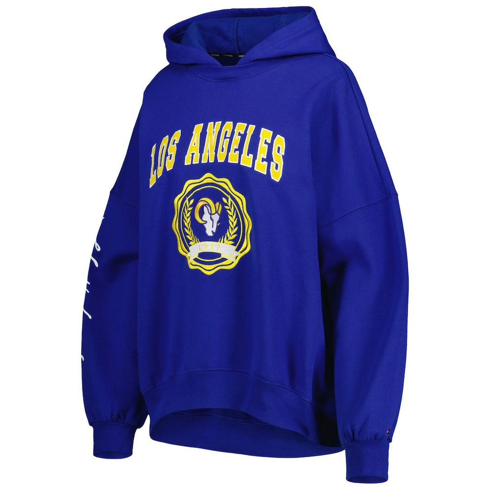 Los Angeles Rams Tommy Hilfiger Women's Becca Drop Shoulder Pullover Hoodie - Royal Hoodies