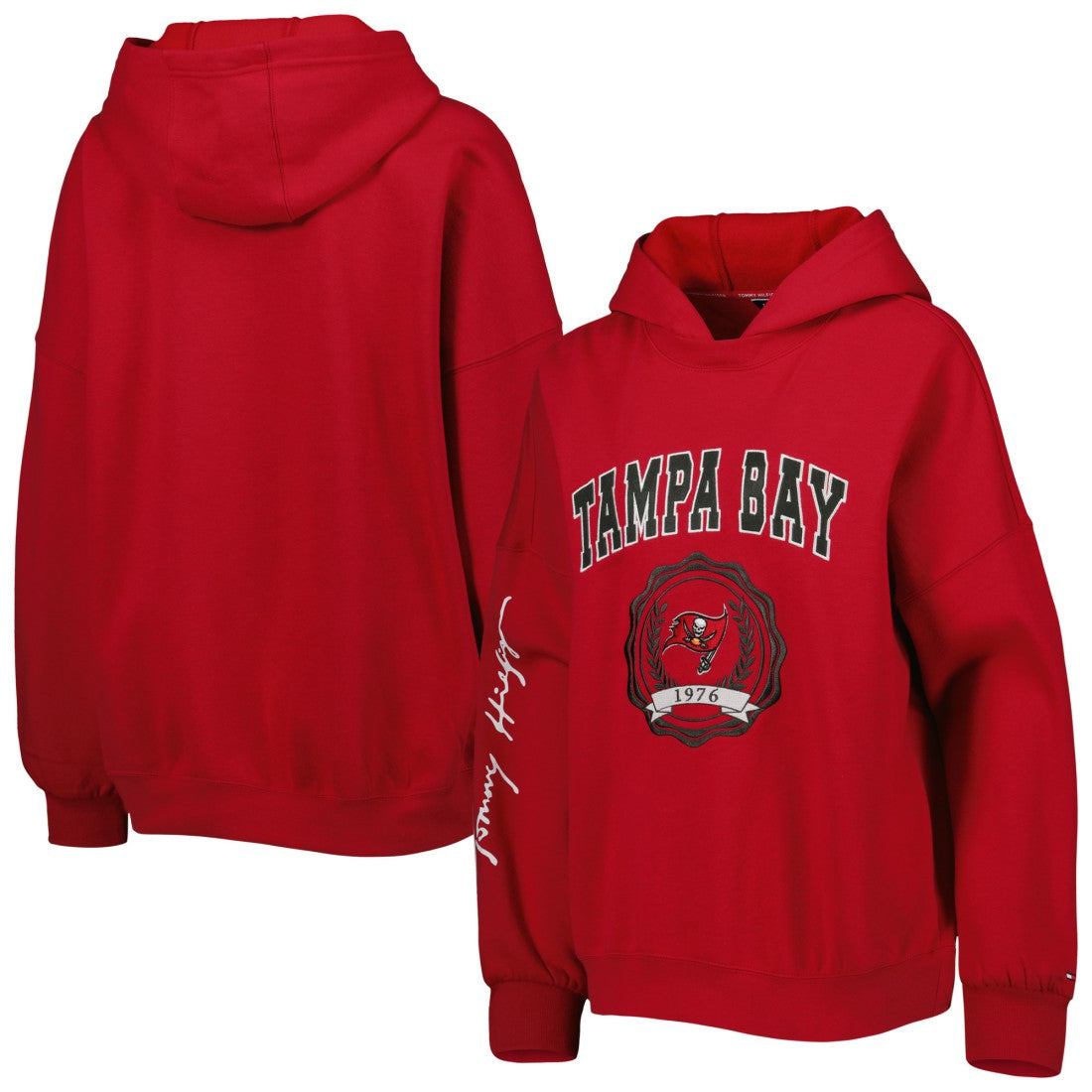 Tampa Bay Buccaneers Tommy Hilfiger Women's Becca Drop Shoulder Pullover Hoodie - Red Hoodies