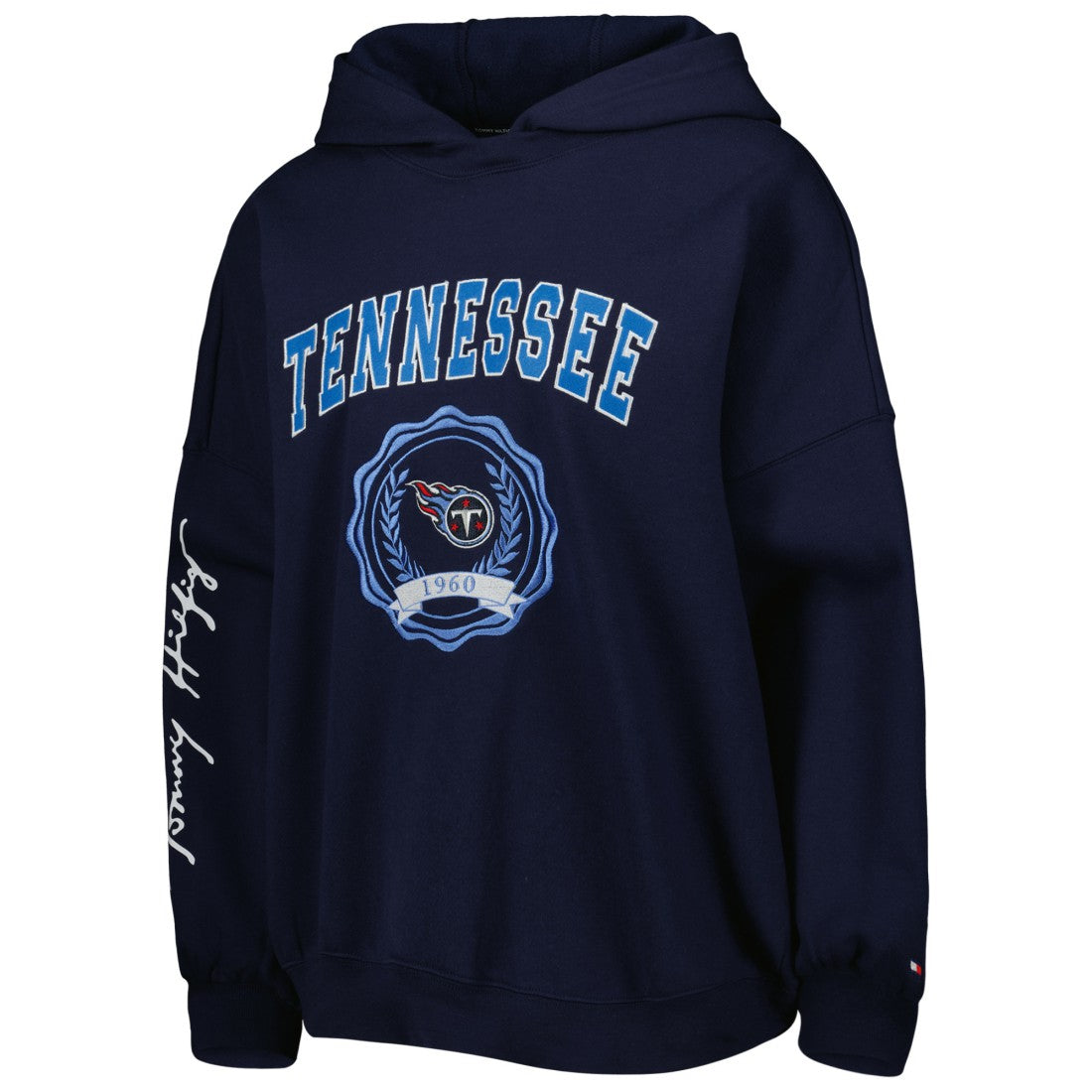 Tennessee Titans Tommy Hilfiger Women's Becca Drop Shoulder Pullover Hoodie - Navy Hoodies
