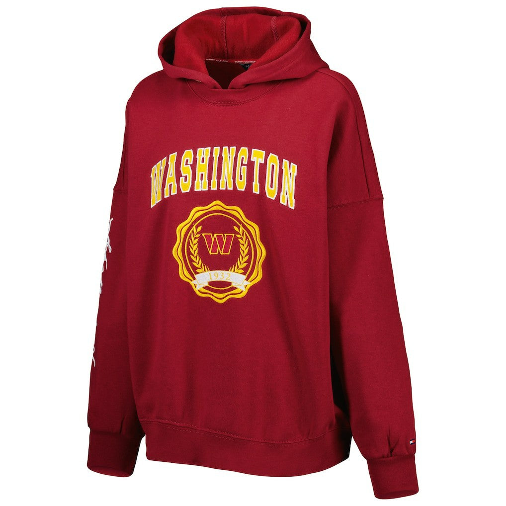 Washington Commanders Tommy Hilfiger Women's Becca Drop Shoulder Pullover Hoodie - Burgundy Hoodies