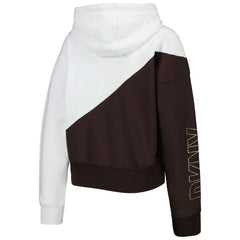 Cleveland Browns DKNY Sport Women's Bobbi Color Blocked Pullover Hoodie - White/Brown Hoodies