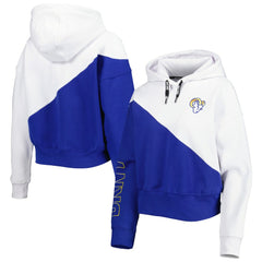 Los Angeles Rams DKNY Sport Women's Bobbi Color Blocked Pullover Hoodie - White/Royal Hoodies
