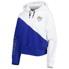 Los Angeles Rams DKNY Sport Women's Bobbi Color Blocked Pullover Hoodie - White/Royal Hoodies