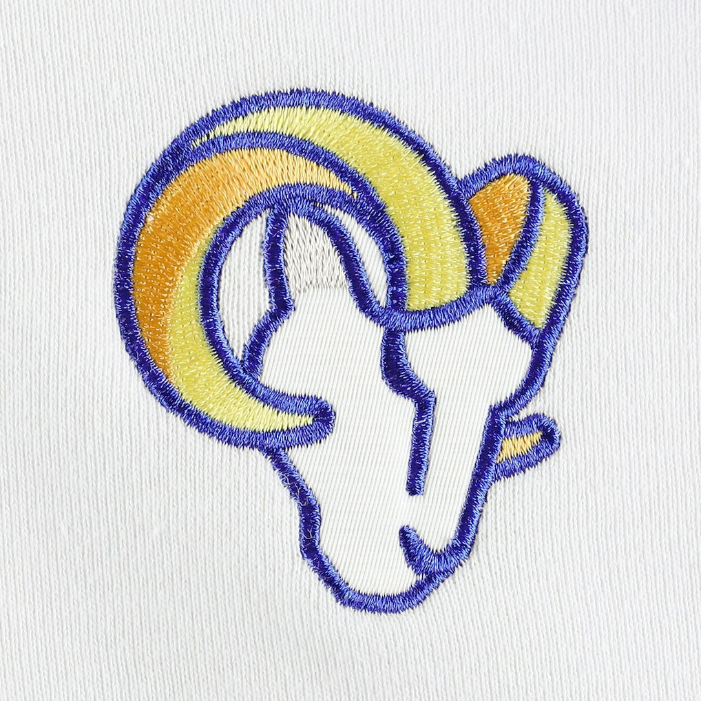 Los Angeles Rams DKNY Sport Women's Bobbi Color Blocked Pullover Hoodie - White/Royal Hoodies