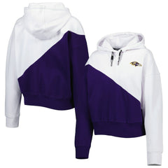 Baltimore Ravens DKNY Sport Women's Bobbi Color Blocked Pullover Hoodie - White/Purple Hoodies