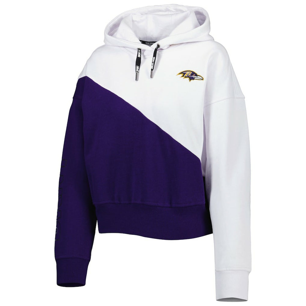 Baltimore Ravens DKNY Sport Women's Bobbi Color Blocked Pullover Hoodie - White/Purple Hoodies