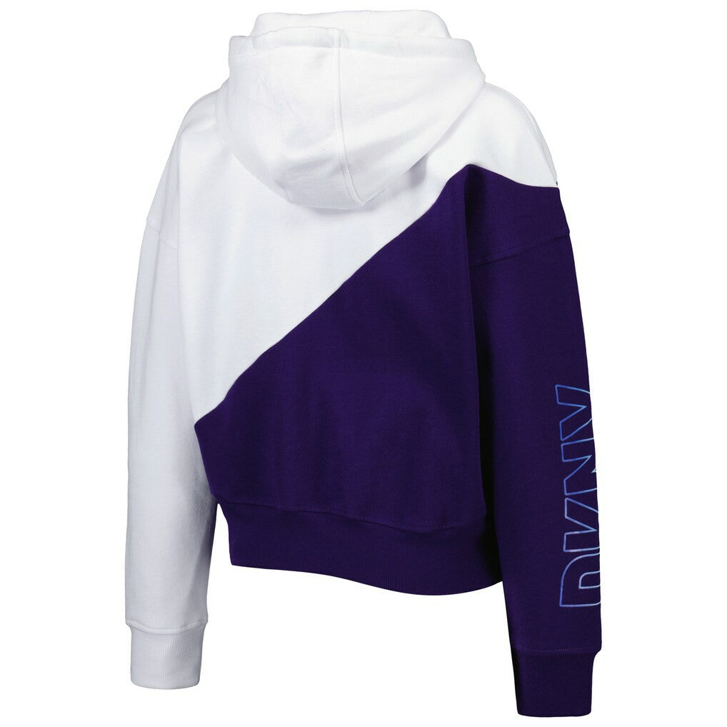 Baltimore Ravens DKNY Sport Women's Bobbi Color Blocked Pullover Hoodie - White/Purple Hoodies