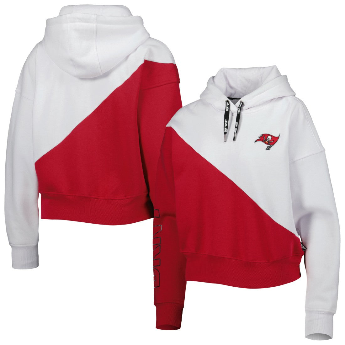 Tampa Bay Buccaneers DKNY Sport Women's Bobbi Color Blocked Pullover Hoodie - White/Red Hoodies