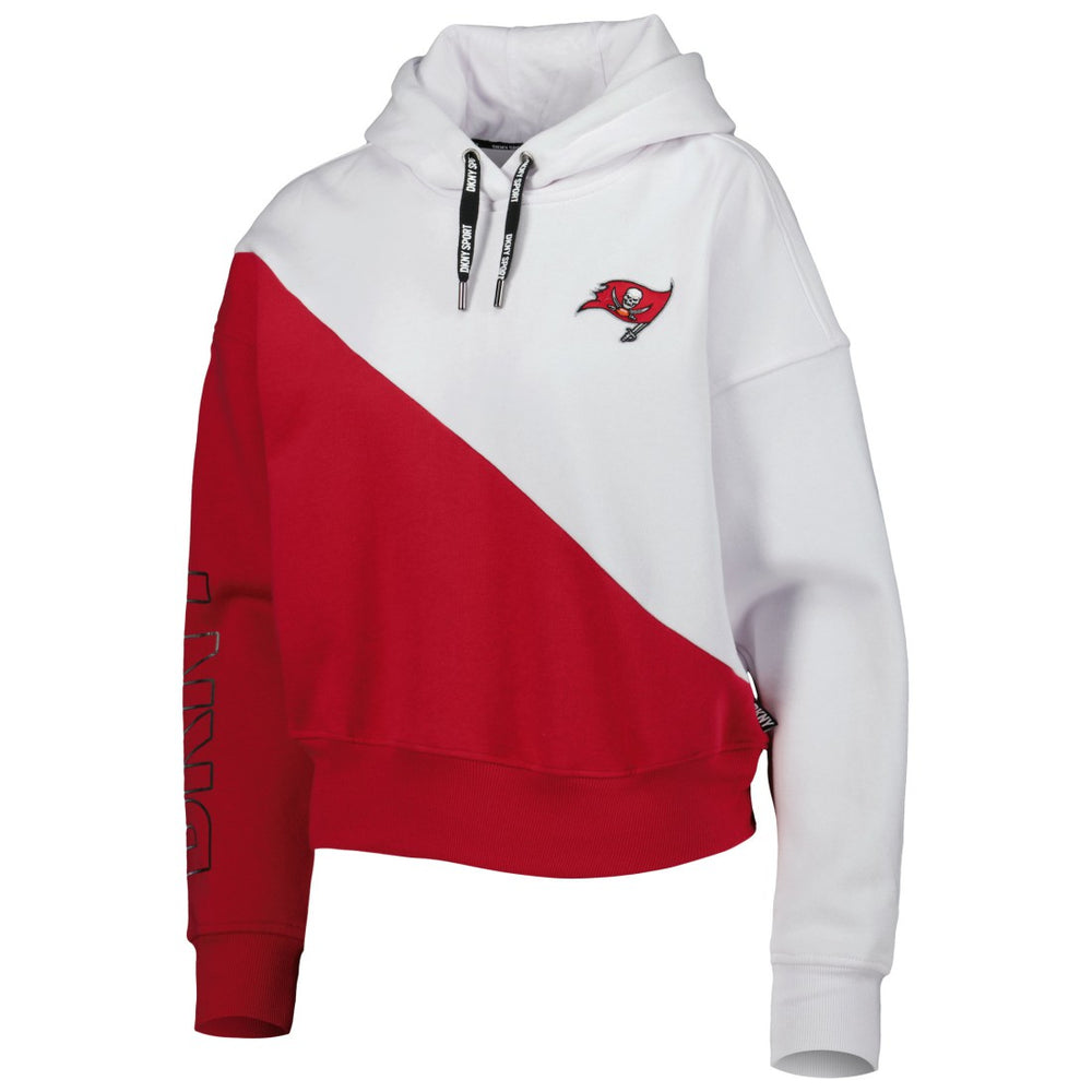 Tampa Bay Buccaneers DKNY Sport Women's Bobbi Color Blocked Pullover Hoodie - White/Red Hoodies