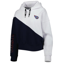 Tennessee Titans DKNY Sport Women's Bobbi Color Blocked Pullover Hoodie - White/Navy Hoodies
