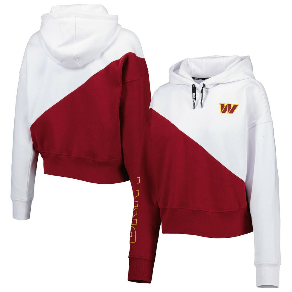 Washington Commanders DKNY Sport Women's Bobbi Color Blocked Pullover Hoodie - White/Burgundy Hoodies