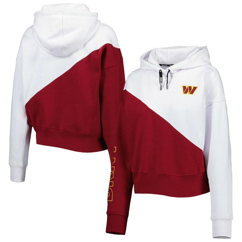Washington Commanders DKNY Sport Women's Bobbi Color Blocked Pullover Hoodie - White/Burgundy Hoodies