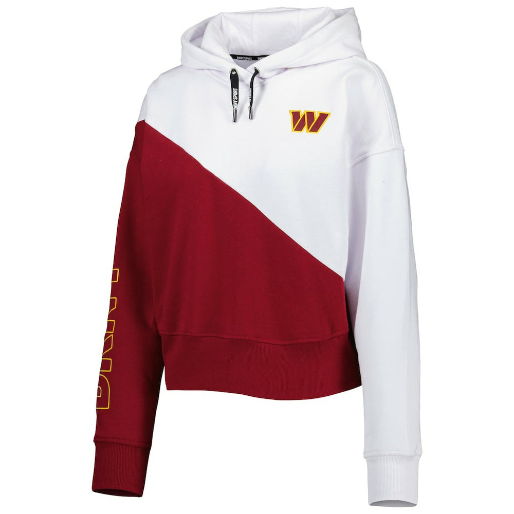 Washington Commanders DKNY Sport Women's Bobbi Color Blocked Pullover Hoodie - White/Burgundy Hoodies