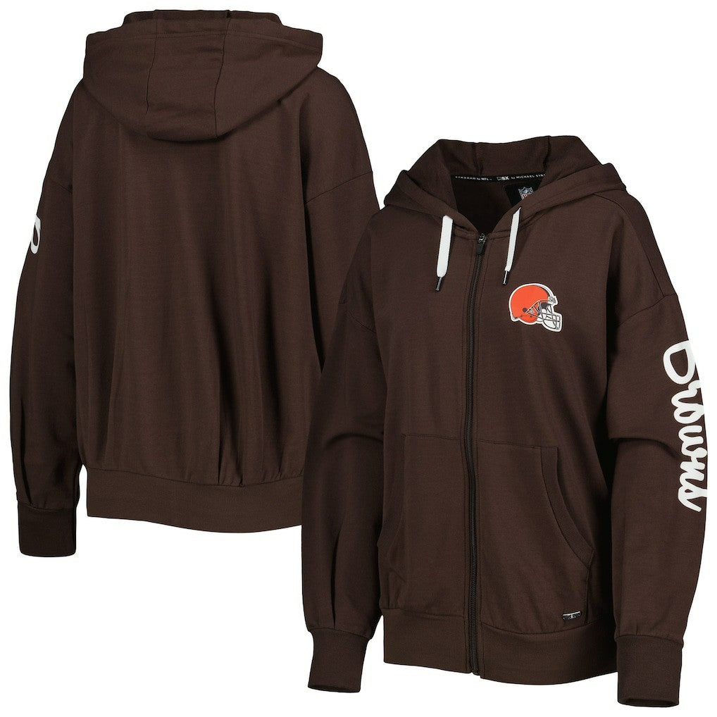 Cleveland Browns MSX by Michael Strahan Women's Emerson Lightweight Full-Zip Hoodie - Brown Hoodies