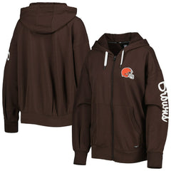 Cleveland Browns MSX by Michael Strahan Women's Emerson Lightweight Full-Zip Hoodie - Brown Hoodies