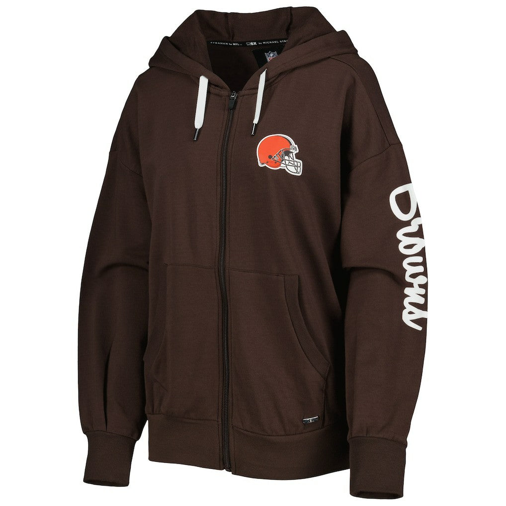 Cleveland Browns MSX by Michael Strahan Women's Emerson Lightweight Full-Zip Hoodie - Brown Hoodies