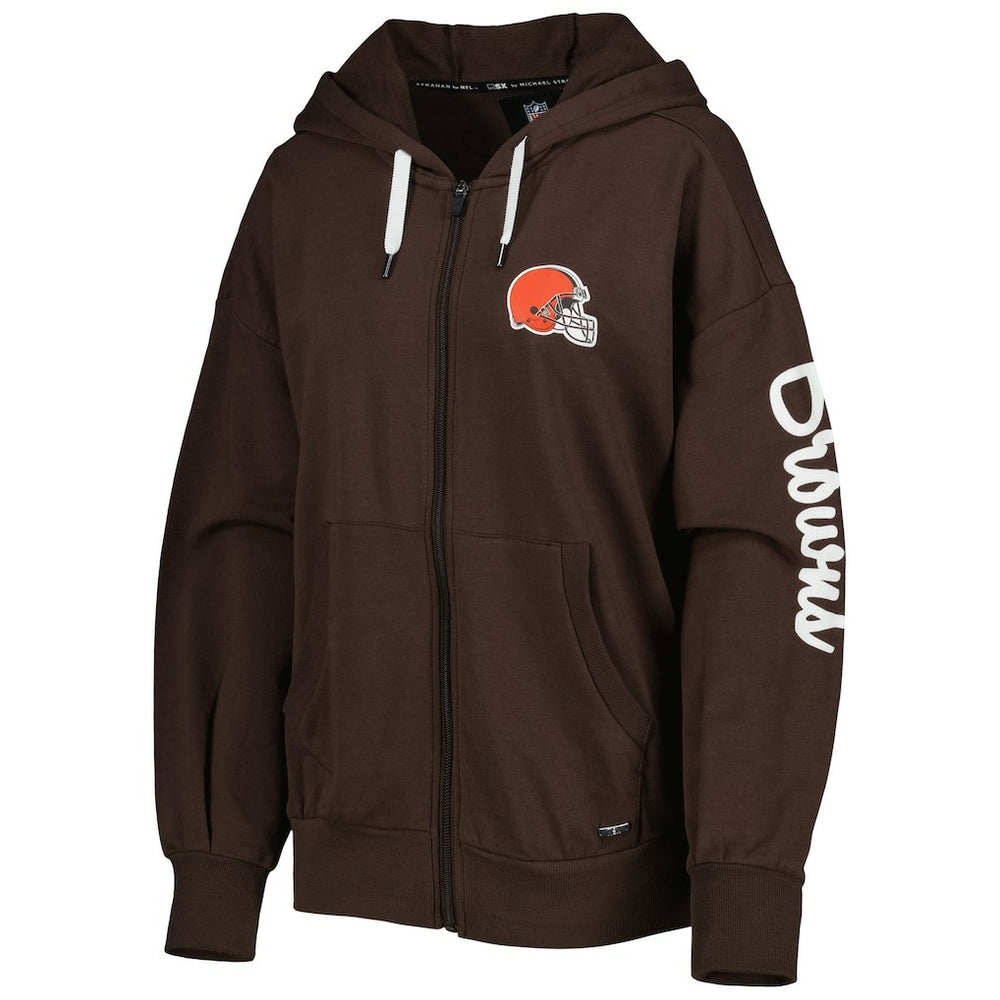 Cleveland Browns MSX by Michael Strahan Women's Emerson Lightweight Full-Zip Hoodie - Brown Hoodies