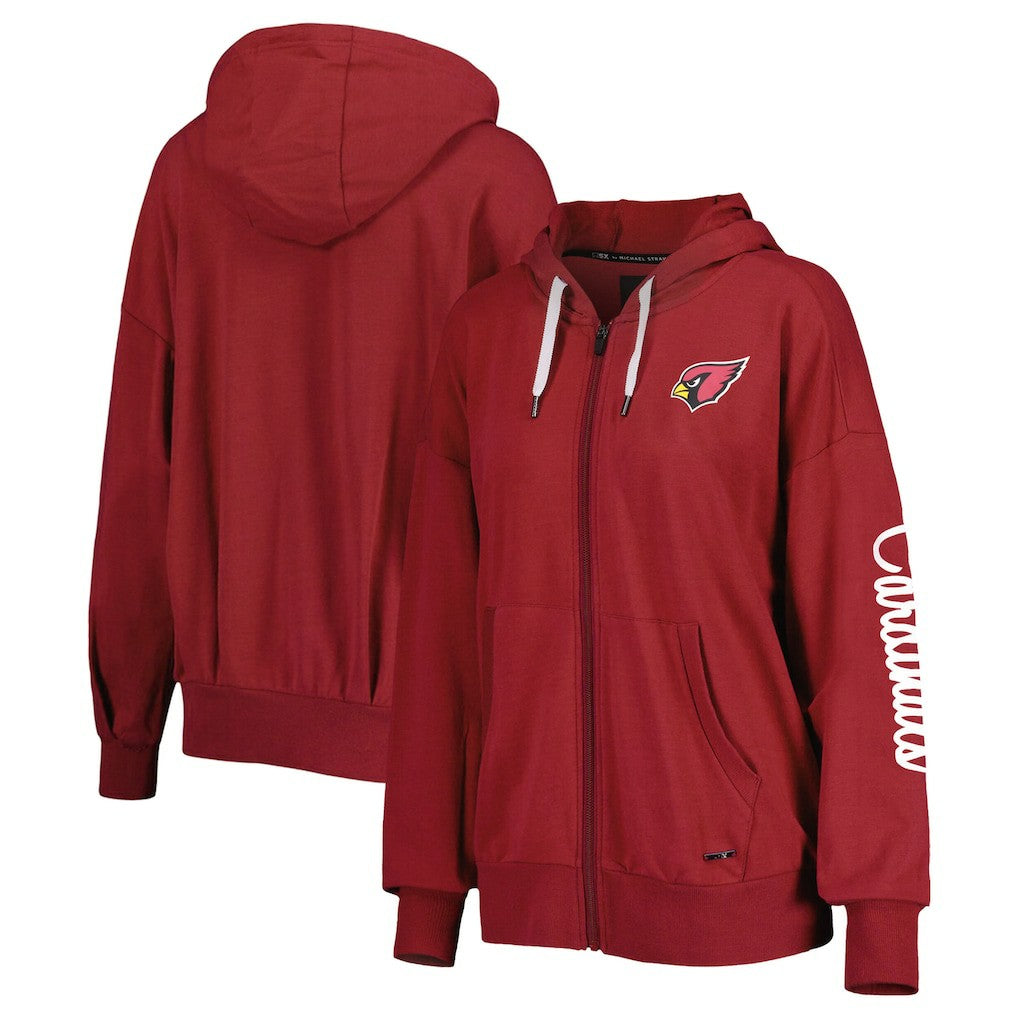 Arizona Cardinals MSX by Michael Strahan Women's Emerson Lightweight Full-Zip Hoodie - Cardinal Hoodies