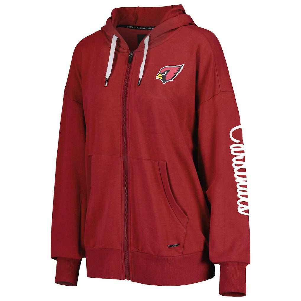 Arizona Cardinals MSX by Michael Strahan Women's Emerson Lightweight Full-Zip Hoodie - Cardinal Hoodies