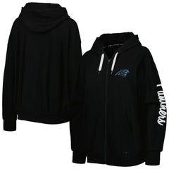 Carolina Panthers MSX by Michael Strahan Women's Emerson Lightweight Full-Zip Hoodie - Black Hoodies
