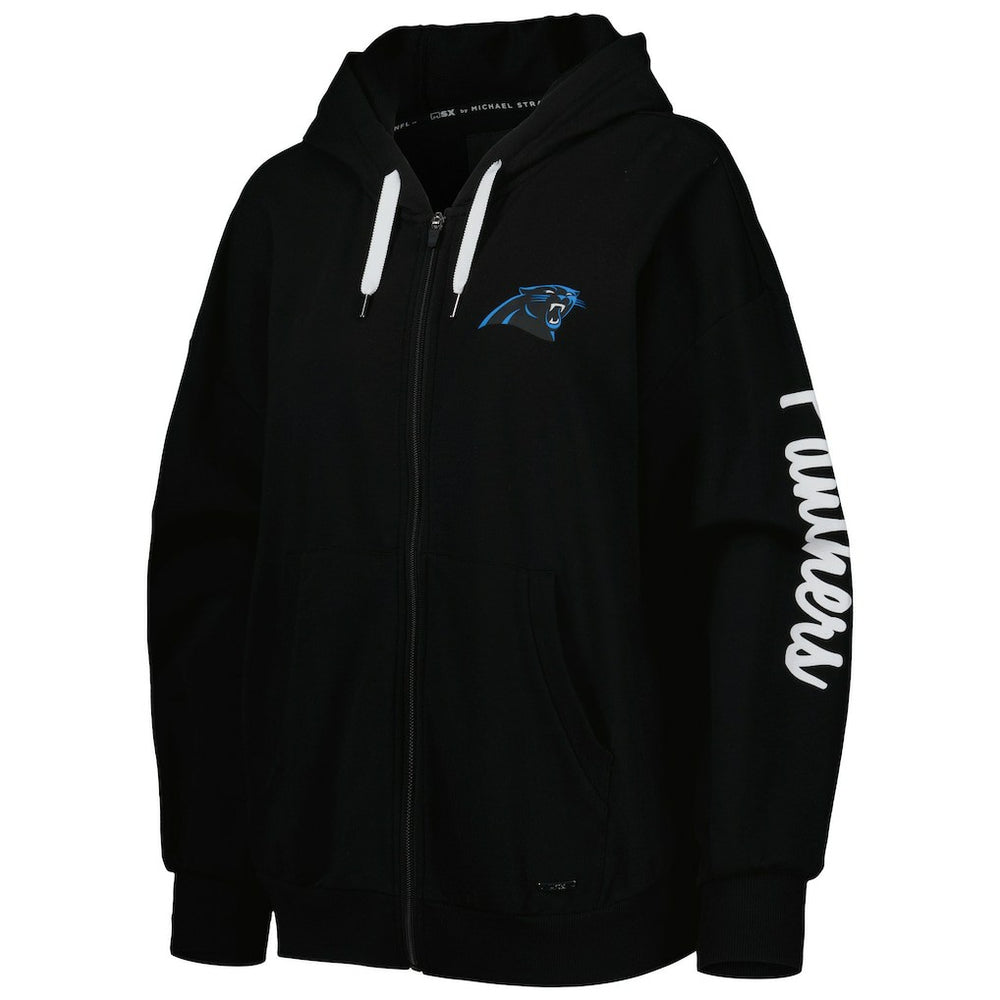 Carolina Panthers MSX by Michael Strahan Women's Emerson Lightweight Full-Zip Hoodie - Black Hoodies