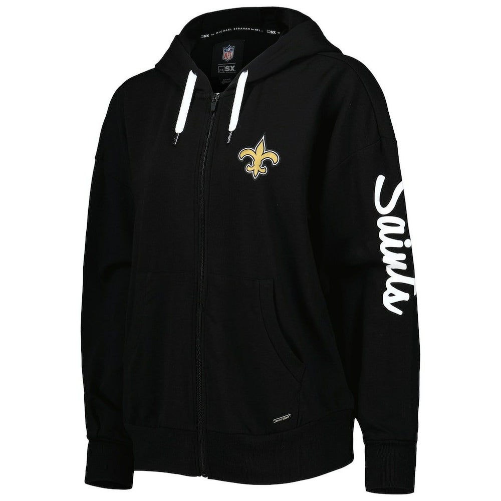 New Orleans Saints MSX by Michael Strahan Women's Emerson Lightweight Full-Zip Hoodie - Black Hoodies