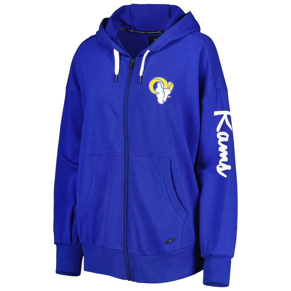 Los Angeles Rams MSX by Michael Strahan Women's Emerson Lightweight Full-Zip Hoodie - Royal Hoodies