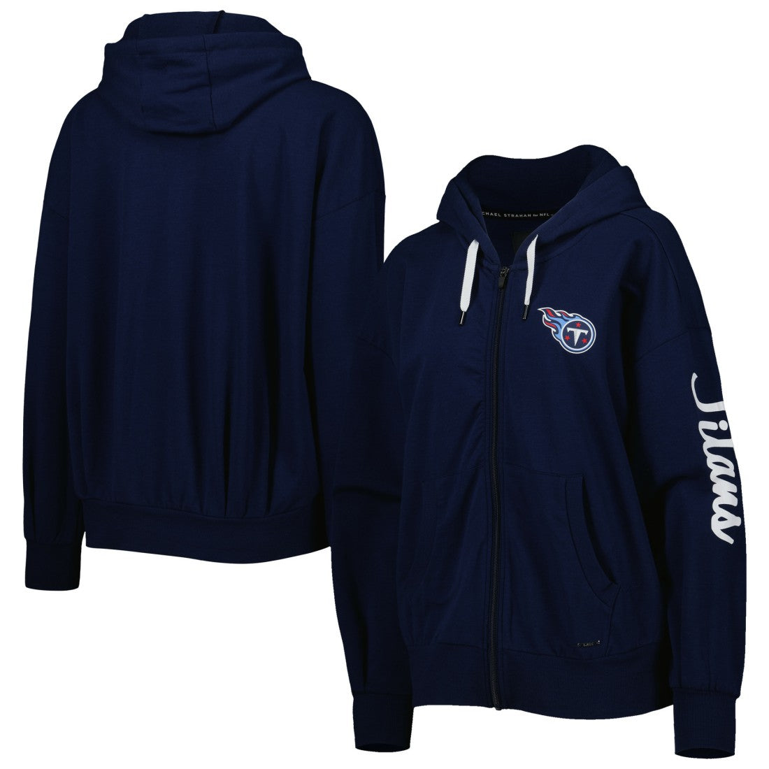 Tennessee Titans MSX by Michael Strahan Women's Emerson Lightweight Full-Zip Hoodie - Navy Hoodies