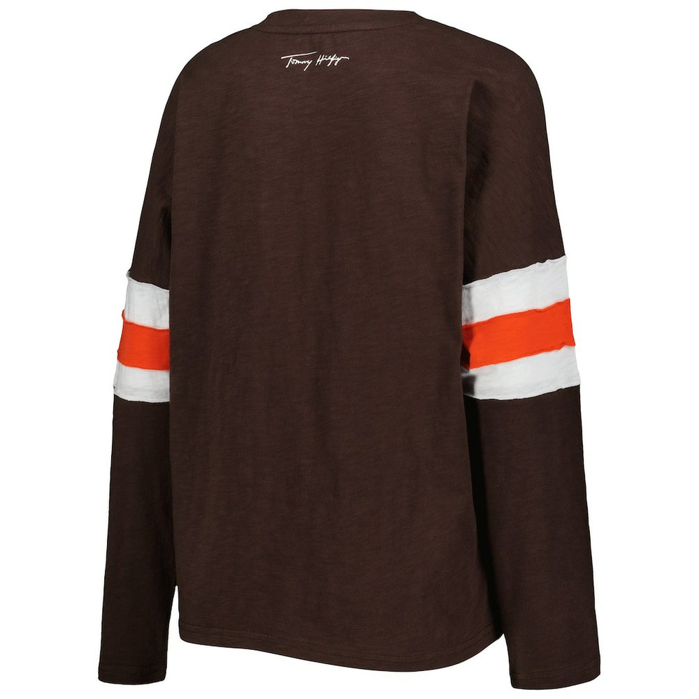 Cleveland Browns Tommy Hilfiger Women's Justine Long Sleeve Tunic T-Shirt - Brown T-shirts