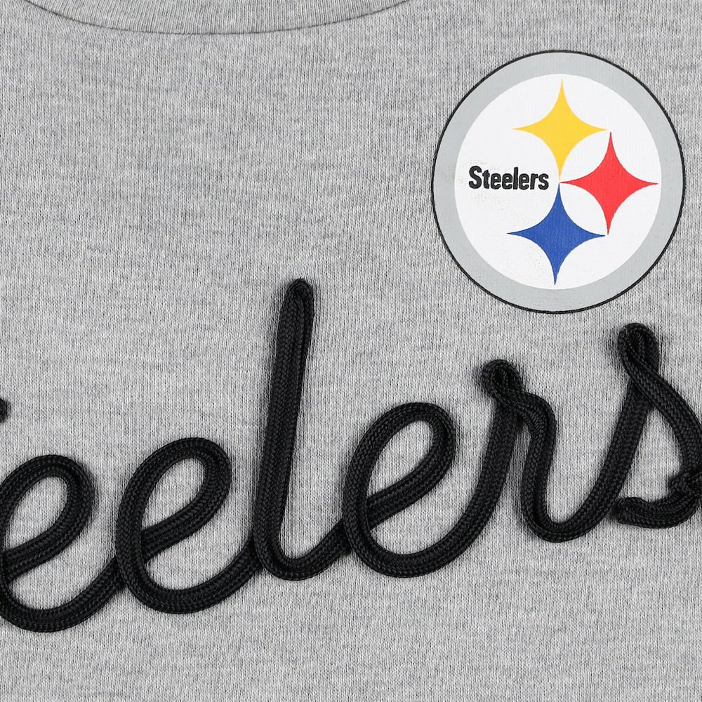 Pittsburgh Steelers Touch Women's Outfield Deep V-Back Waist Length Pullover Sweatshirt - Heather Gray/Black Pullover