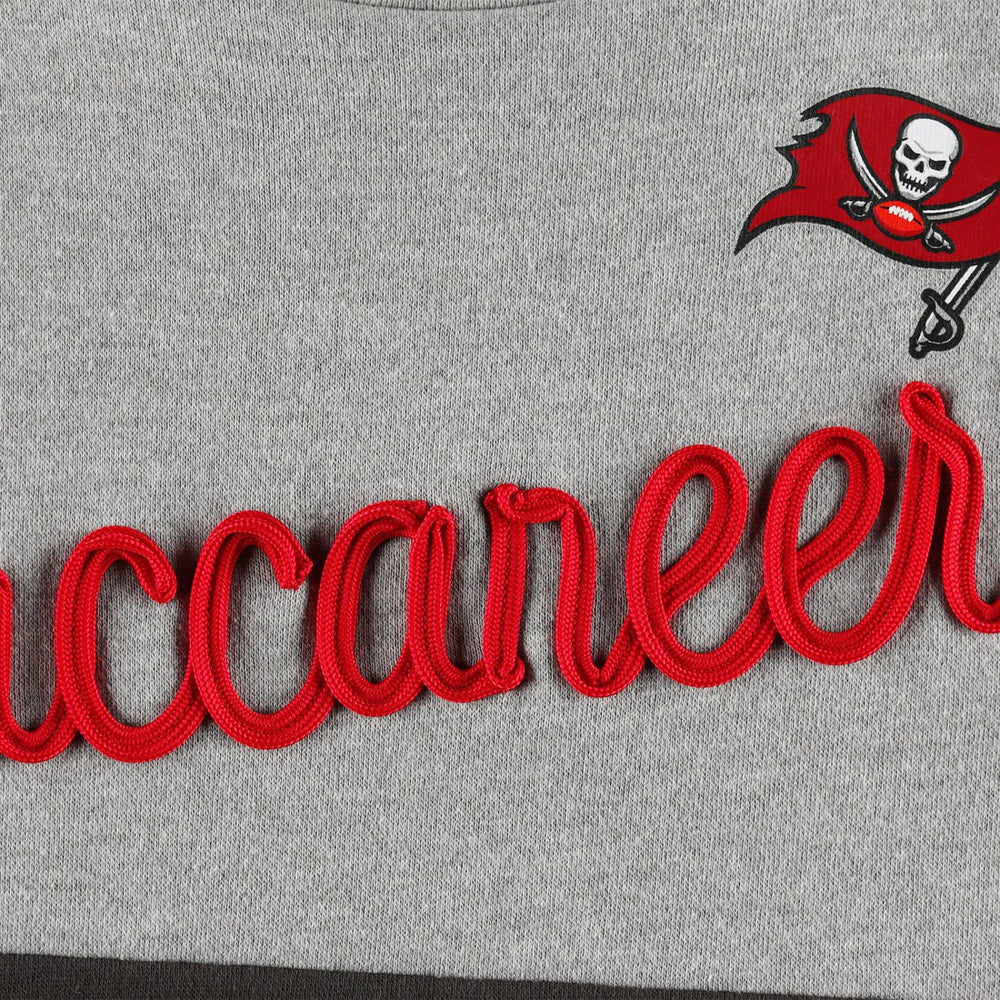 Tampa Bay Buccaneers Touch Women's Outfield Deep V-Back Waist Length Pullover Sweatshirt - Heather Gray/Red Pullover