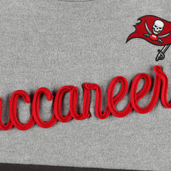 Tampa Bay Buccaneers Touch Women's Outfield Deep V-Back Waist Length Pullover Sweatshirt - Heather Gray/Red Pullover