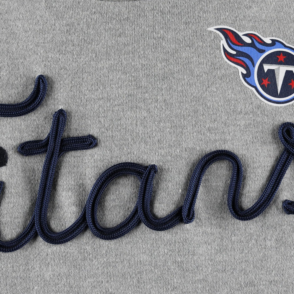 Tennessee Titans Touch Women's Outfield Deep V-Back Waist Length Pullover Sweatshirt - Heather Gray/Navy Pullover