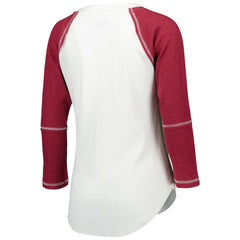 Washington Commanders Touch Women's Rebel Raglan Tri-Blend 3/4-Sleeve Lace-Up V-Neck T-Shirt - White/Burgundy T-shirts